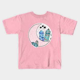 Whimsical Crescent: Zentangle Moonlight with Crystals Kids T-Shirt